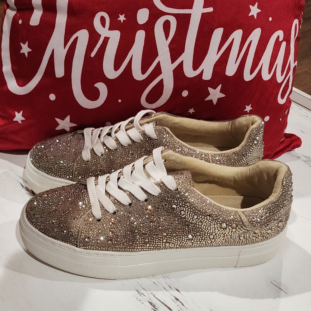 Betsey Johnson Gold Glitter Sneakers
